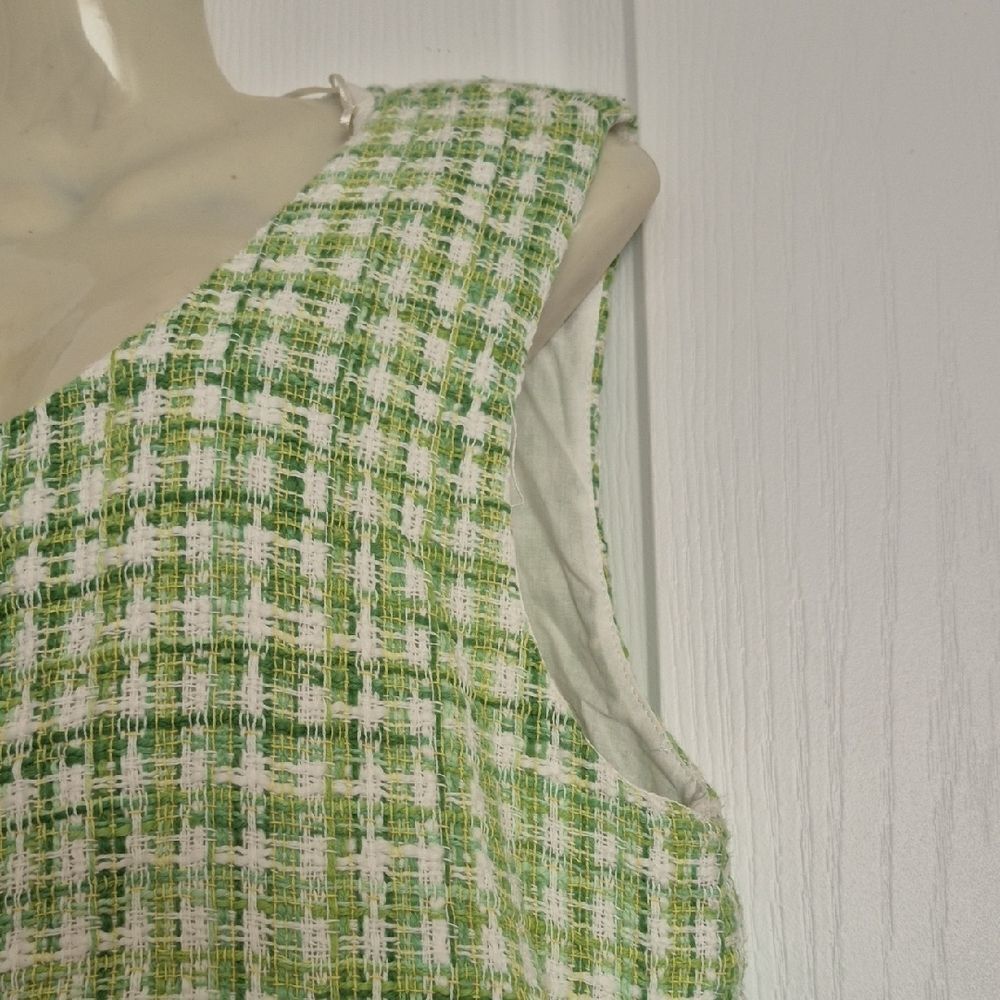 Zara Green and White Tweed Buttoned Blouse - Picture 6 of 16